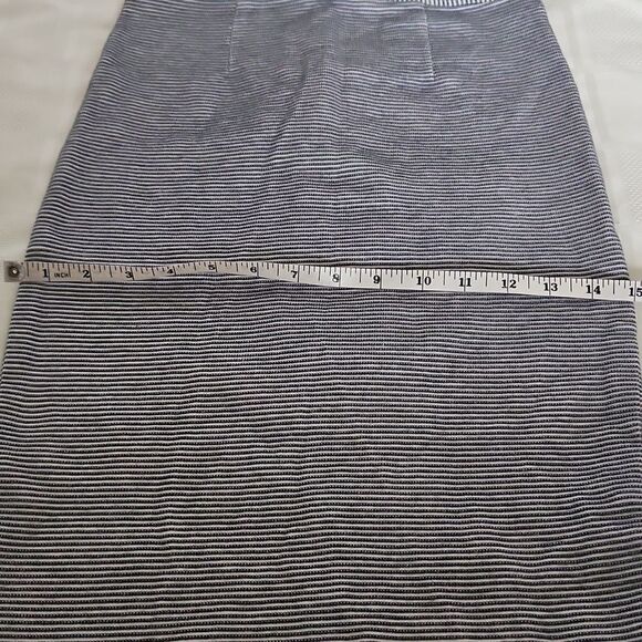 Topshop Striped Pencil Midi Skirt 4 Navy Blue/Gray - Picture 8 of 16